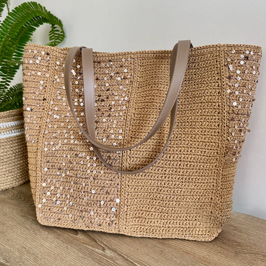 Sequined Woven Large Capacity Casual Bag Underarm Bag