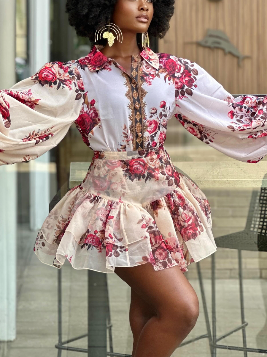 Printed Skirt Suit