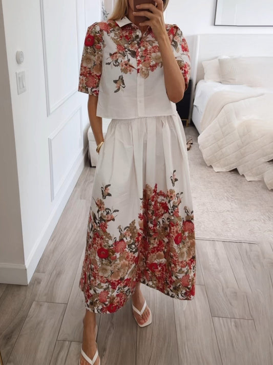 Floral Print Two Pieces Dress