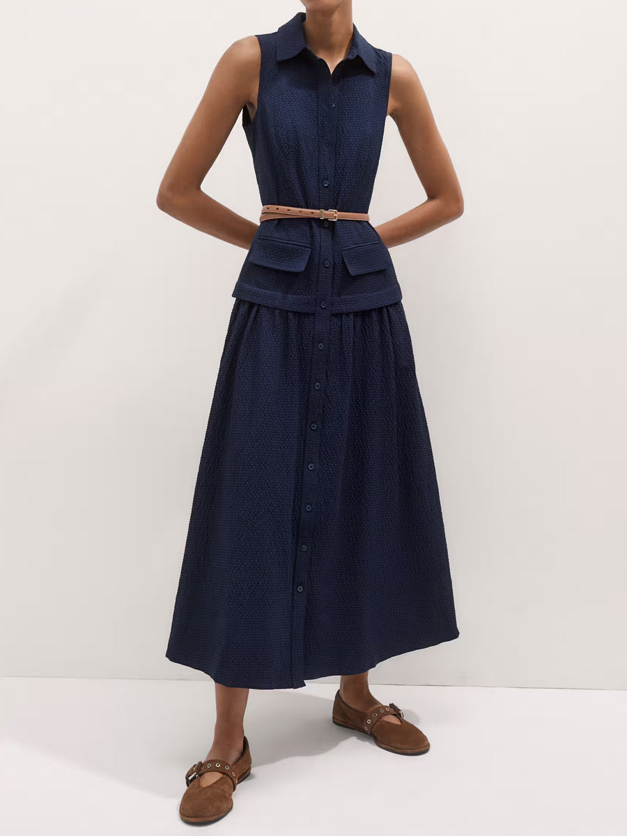 Sleeveless Waist Tie Maxi Dress
