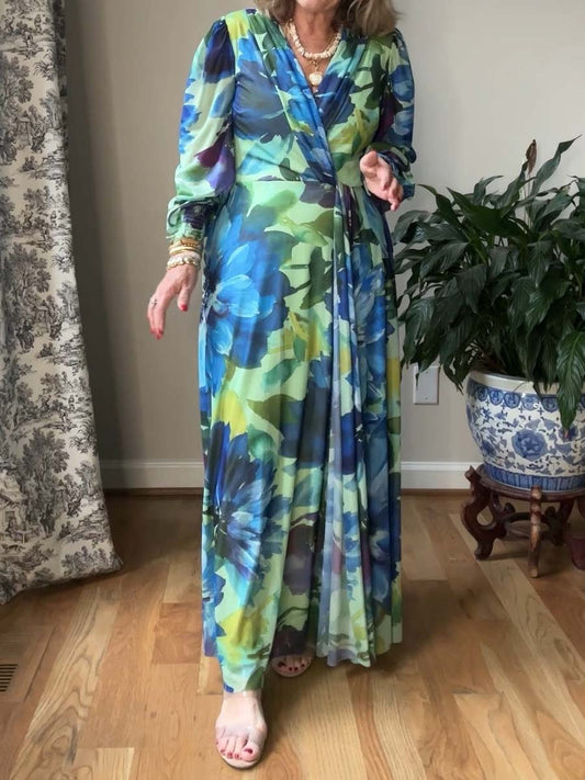 Floral Print V Neck Maxi Dress