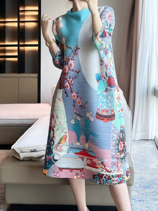 Pleat-Print Dress