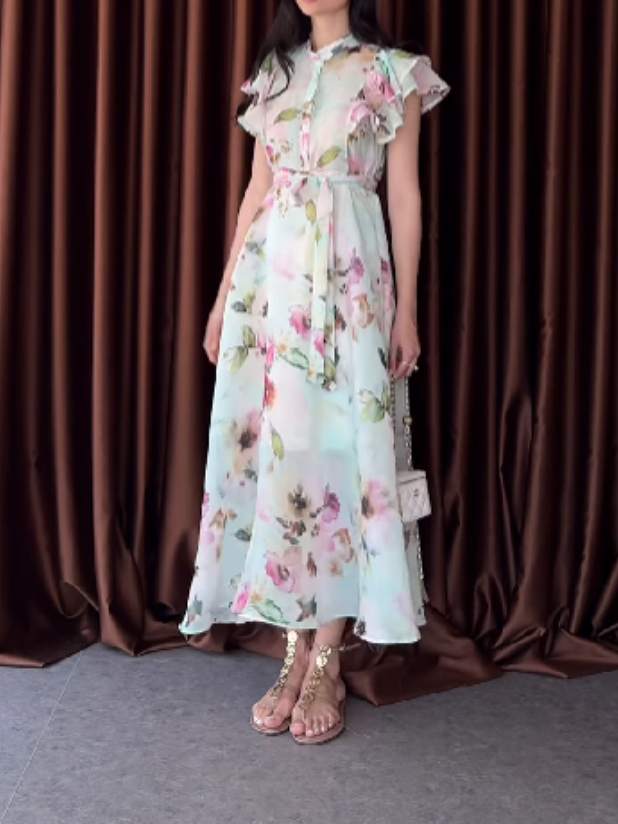 Printed Flounce Dress