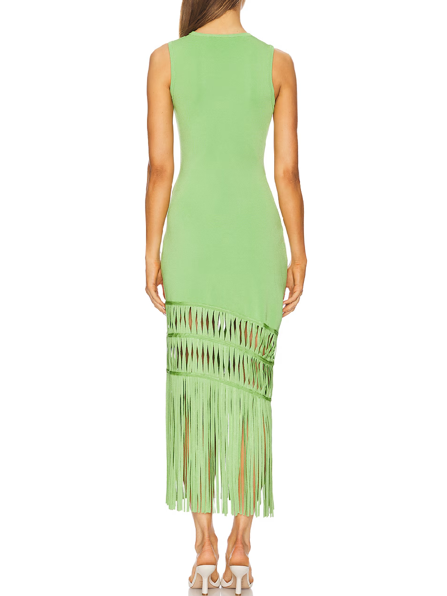 Tassel Sleeveless Maxi Dress