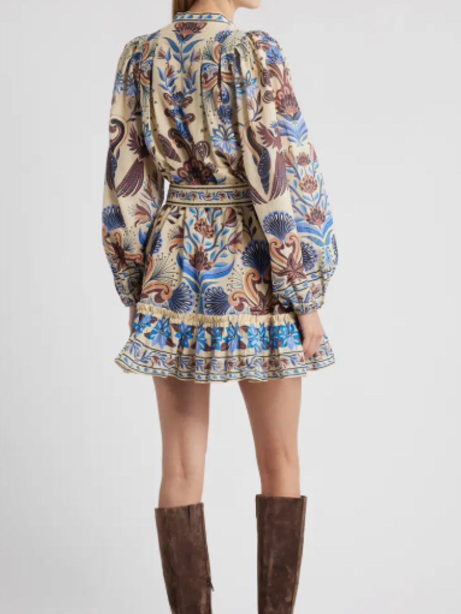 Printed Straight Buckle Mini Dress