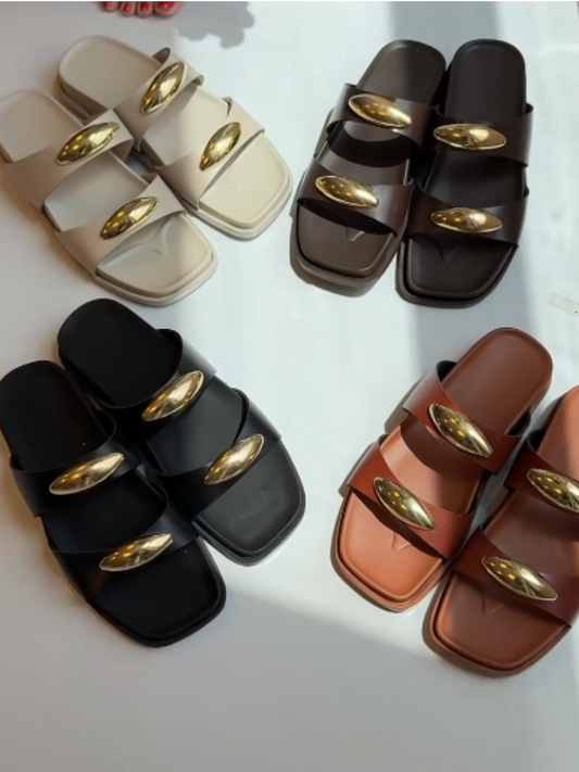 Metal Accessories Casual Flat Sandals