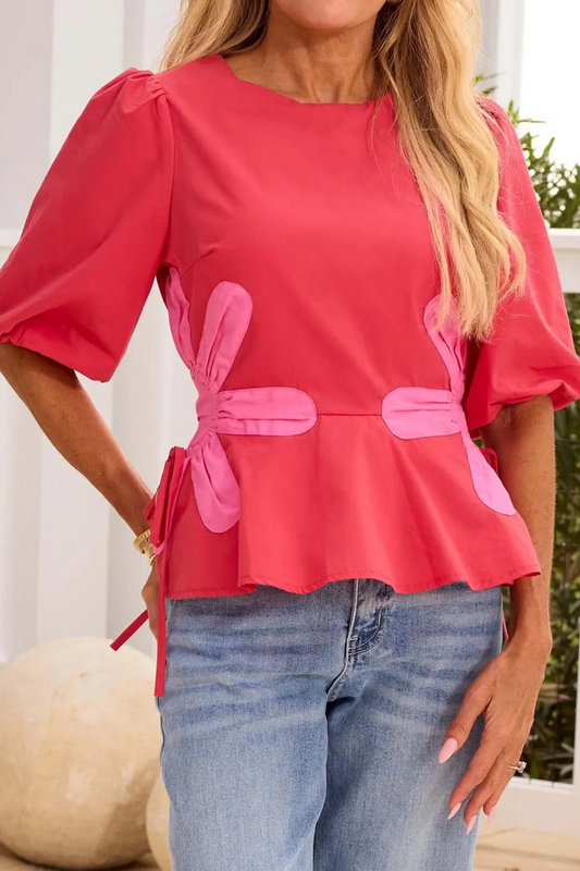 Bubble Sleeve Floral Top