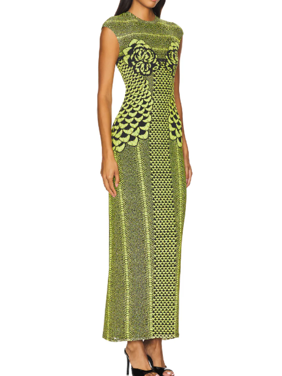 Woven Printed Sleeveless Slim Dress