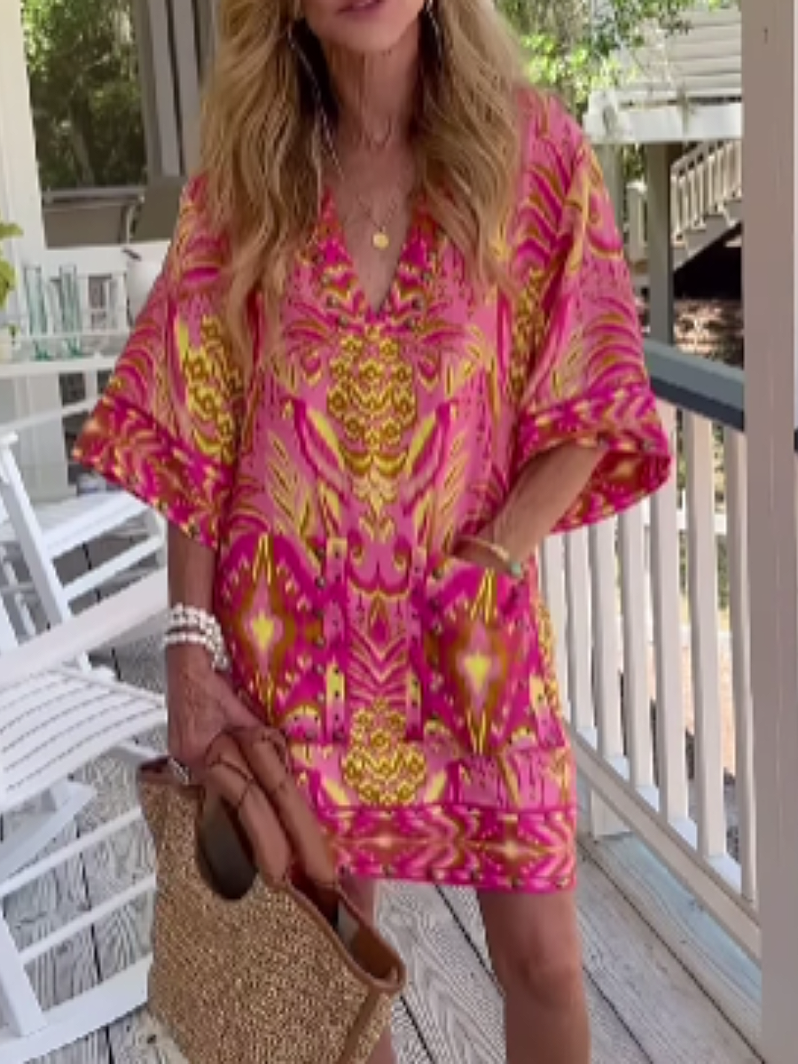 V-Neck Printed Dress