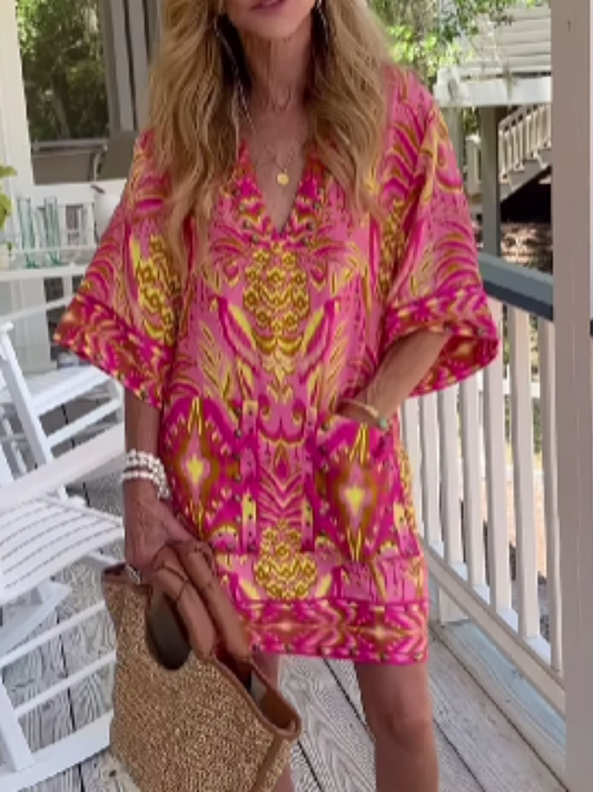 V-Neck Printed Dress