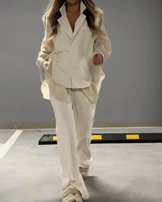 Ice silk breathable loose shirt and pants two-piece set