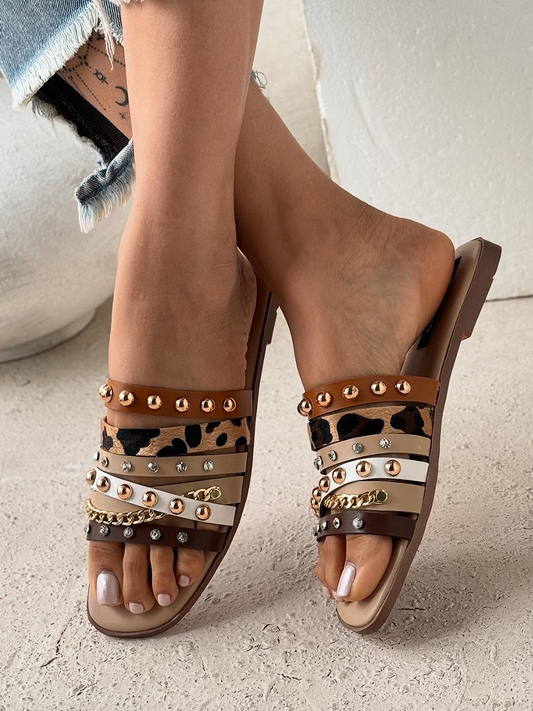 Studded Versatile Fashionable Flat Sandals