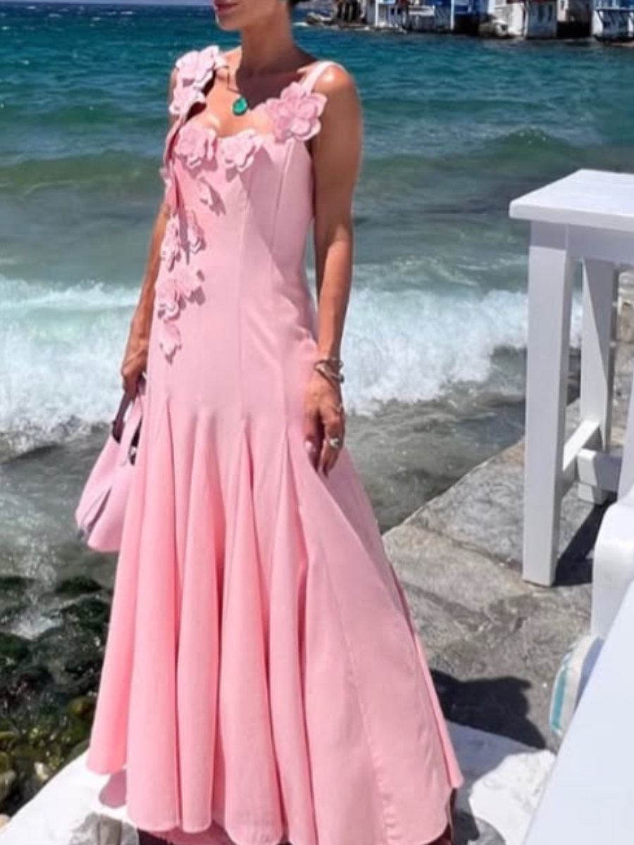Three-Dimensional Floral Long Dress