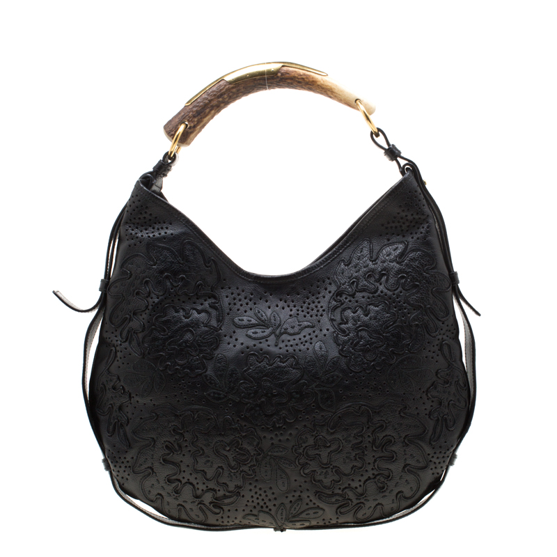 Paris Black Embossed Leather Mombasa Hobo