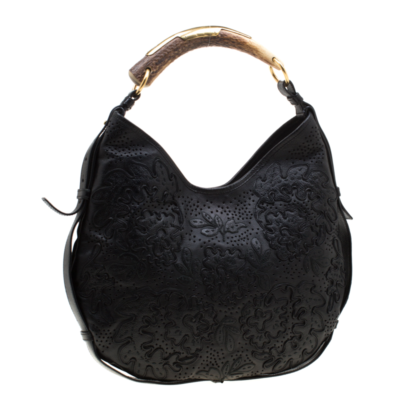 Paris Black Embossed Leather Mombasa Hobo
