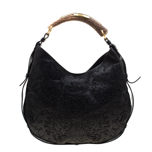 Paris Black Embossed Leather Mombasa Hobo