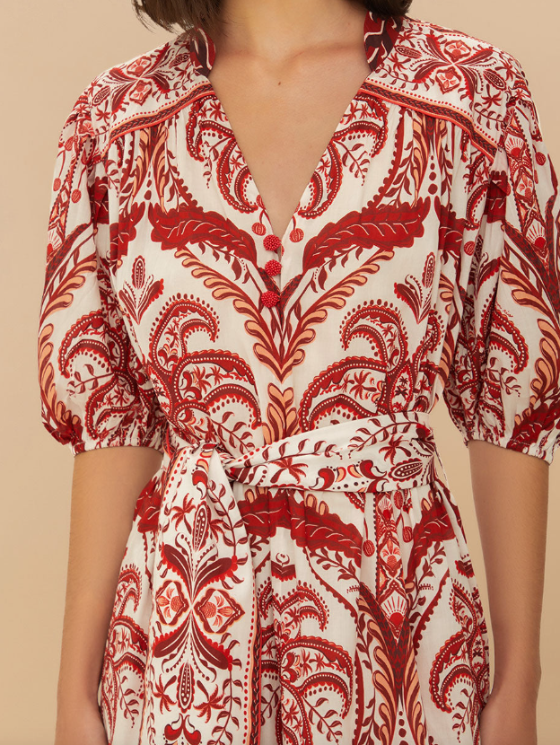 Reddish Brown Floral Casual Midi Dress