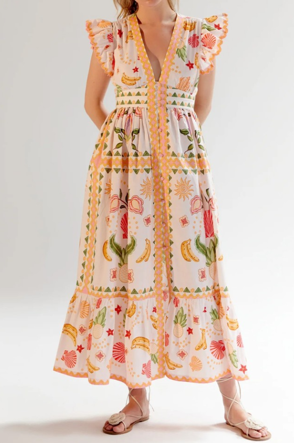 Dazzle Flying Sleeve Printed Dress