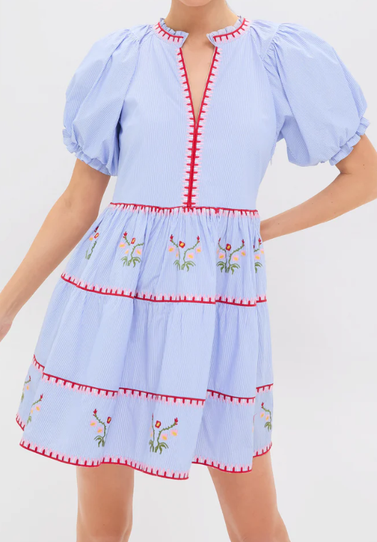 Pinstripe Blue Short Dress