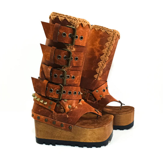 （Free shipping💥 for a limited time）Vintage Punk Platform Open - Toe Boots