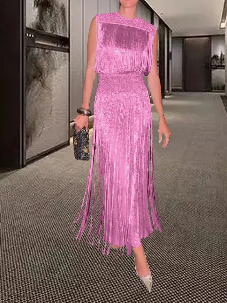 Elegant Tassel Sleeveless Dress