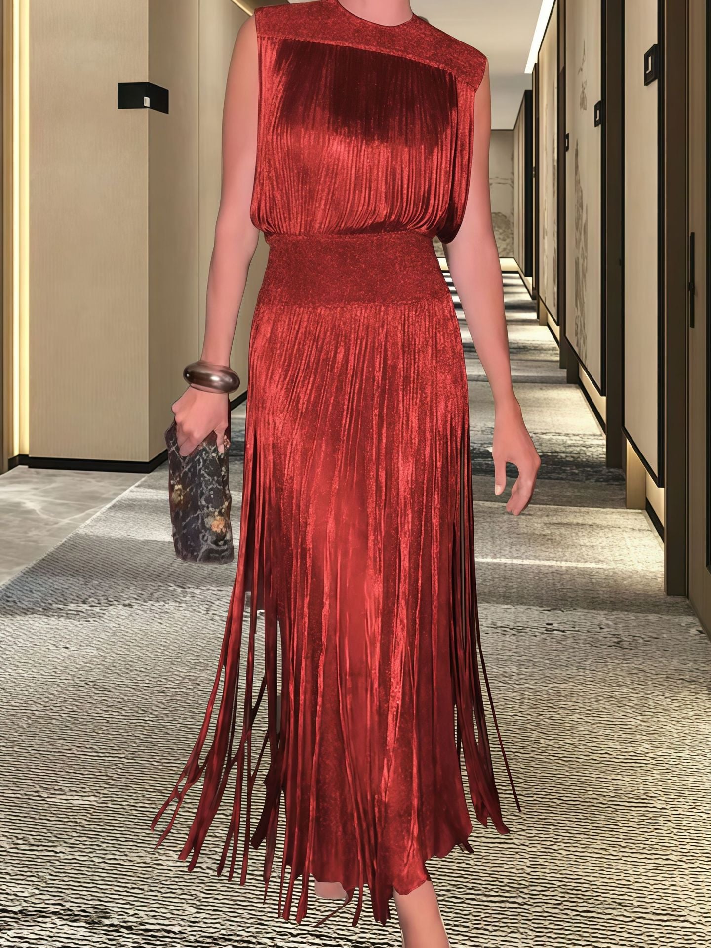 Elegant Tassel Sleeveless Dress