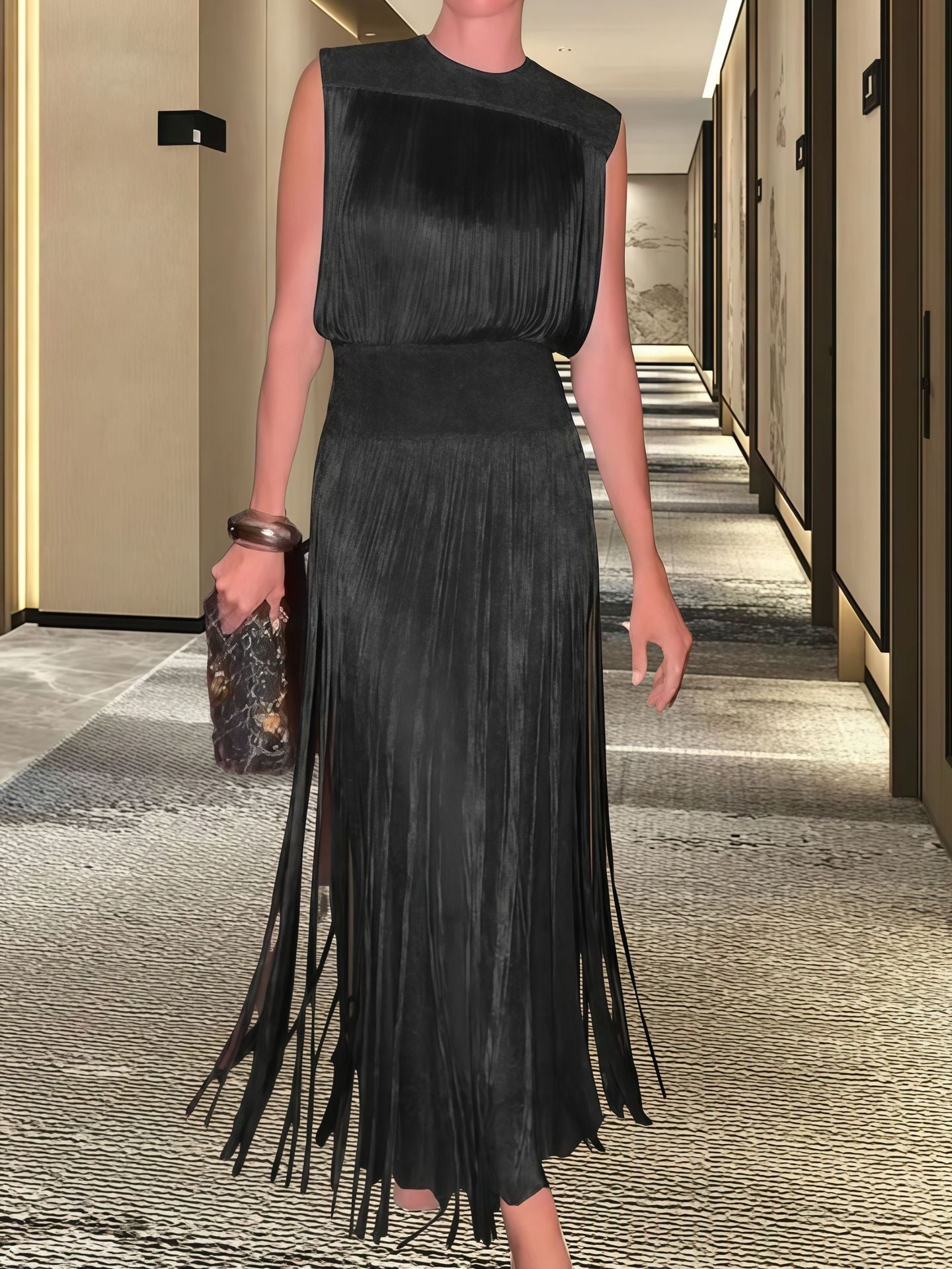 Elegant Tassel Sleeveless Dress