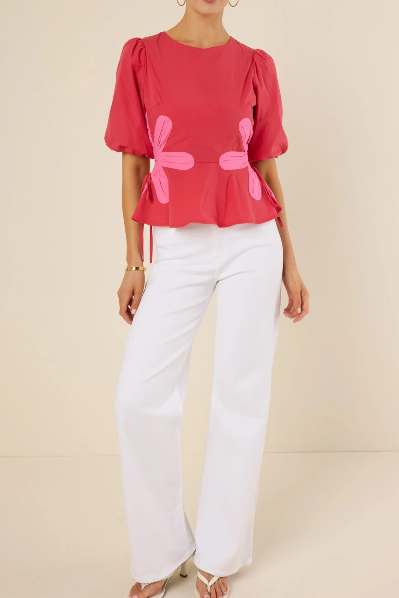 Bubble Sleeve Floral Top
