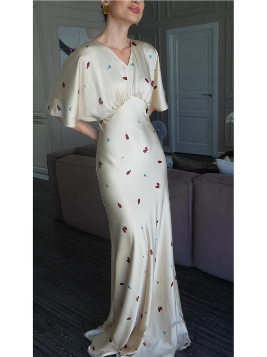 Elegant V-Neck Print Dress