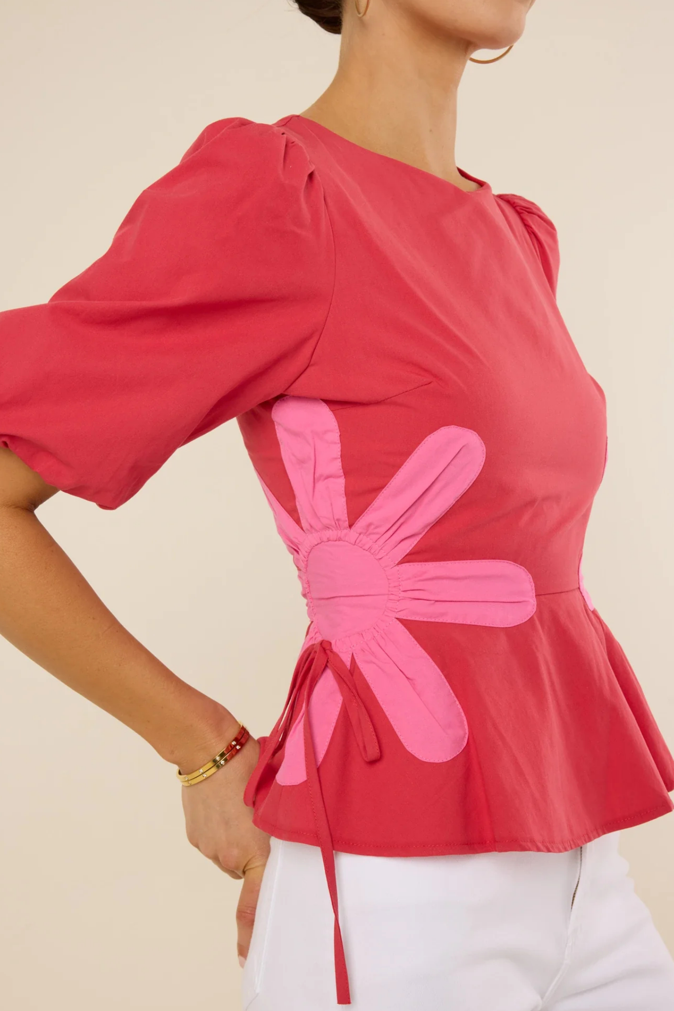 Bubble Sleeve Floral Top