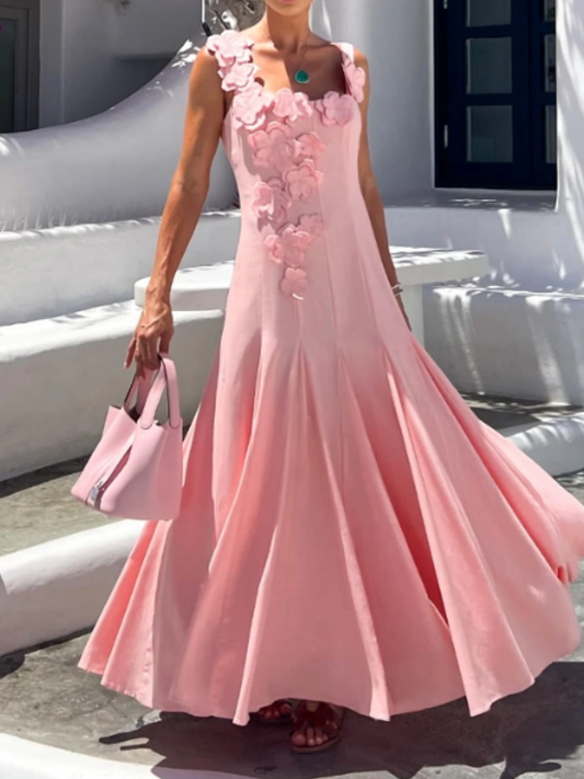 Three-Dimensional Floral Long Dress