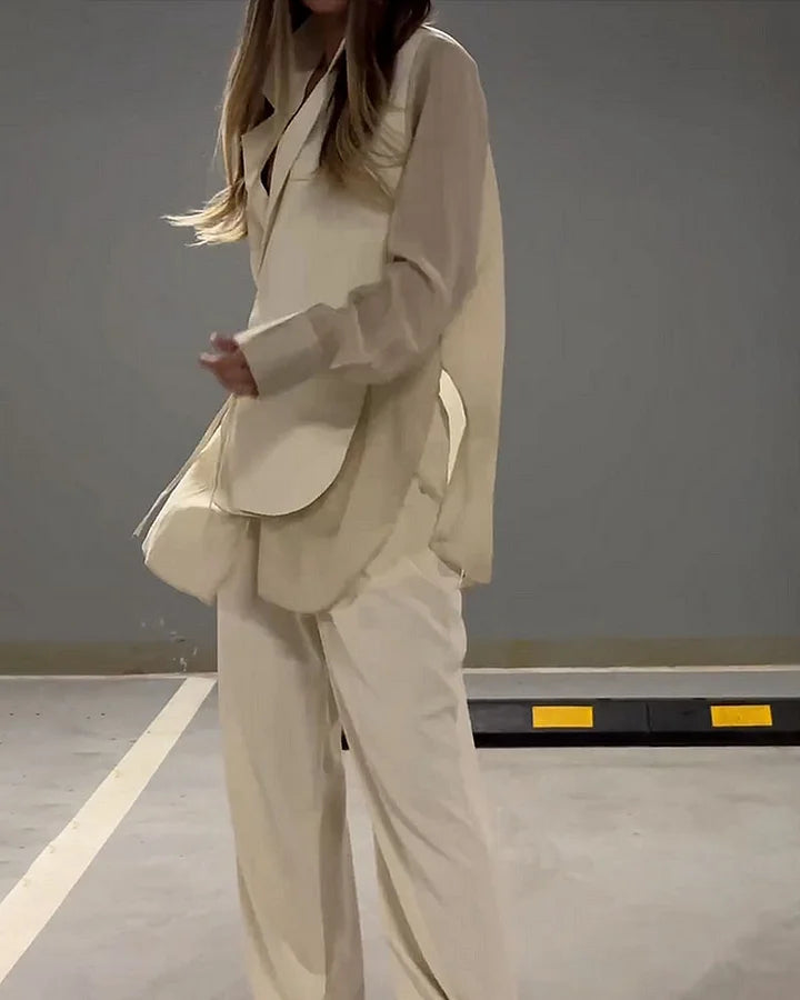 Ice silk breathable loose shirt and pants two-piece set