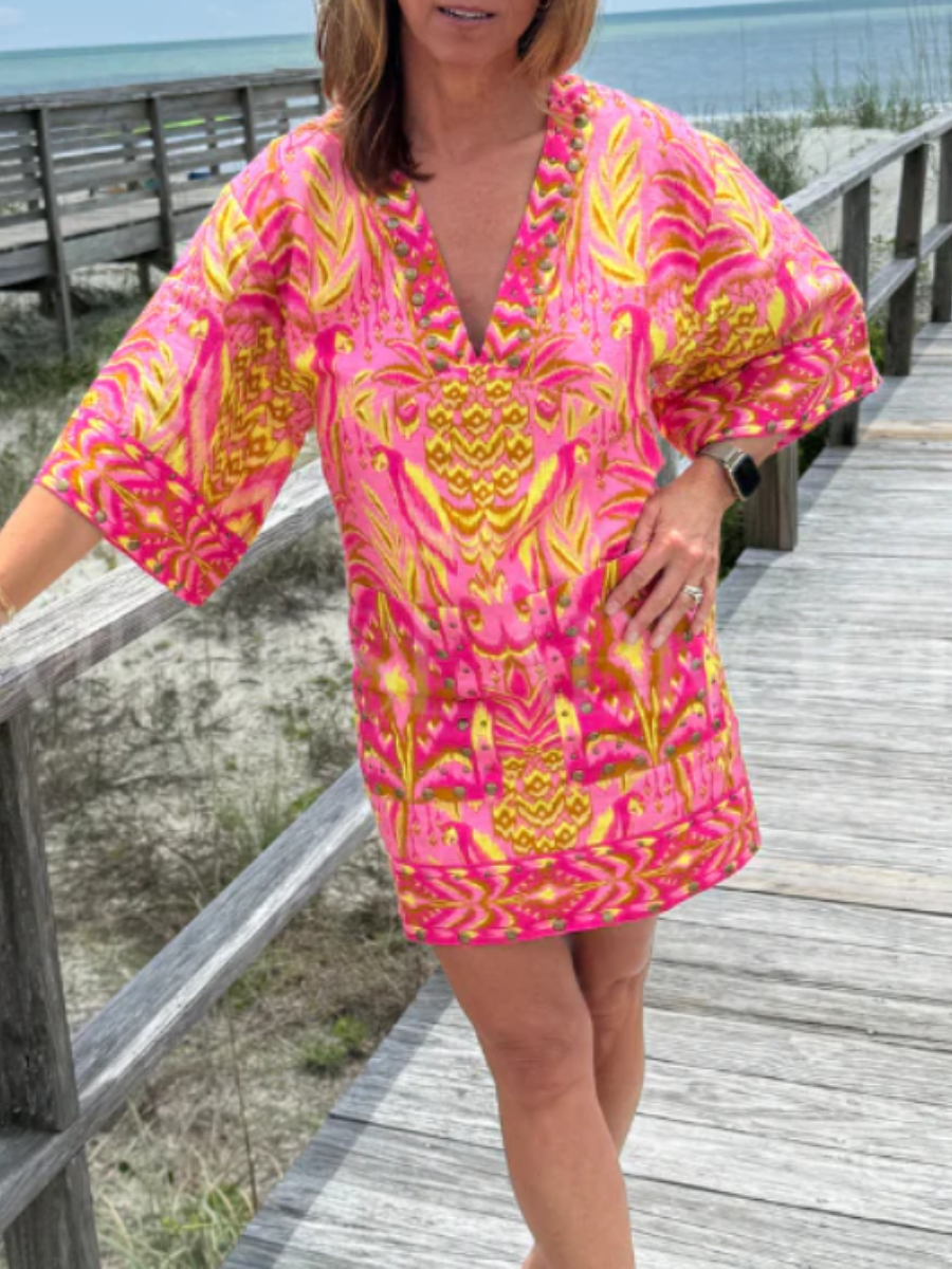 V-Neck Printed Dress