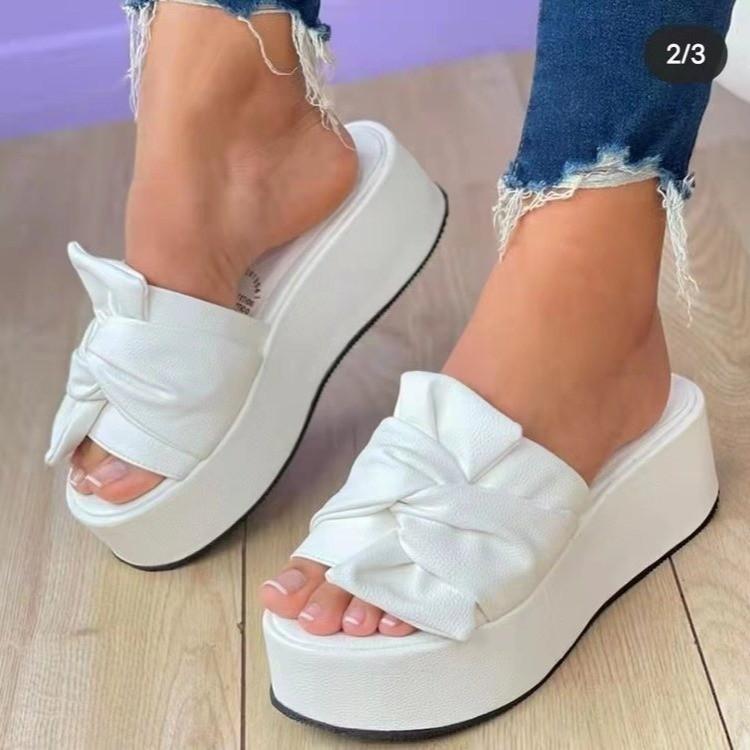 Women's Bowknot Slope Heel Slippers